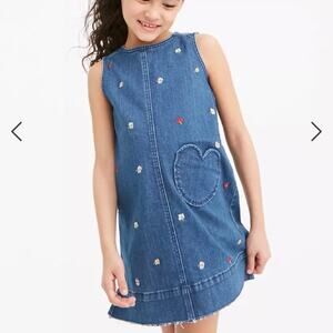 Madewell x Crewcuts Kids' Confetti Floral Embroidered Denim Shift Dress